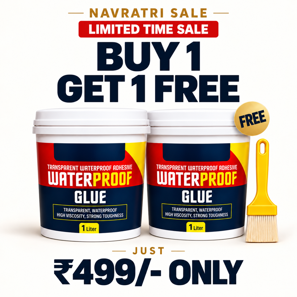 Transparent Waterproof Glue + Free Brush – Roof, Bathroom & Wall Leak Sealant (Buy 1 Get 1 Free)