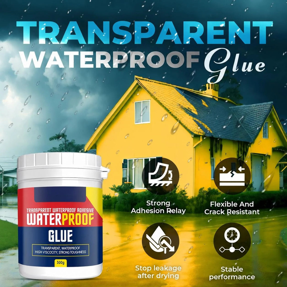 Transparent Waterproof Glue + Free Brush – Roof, Bathroom & Wall Leak Sealant (Buy 1 Get 1 Free)